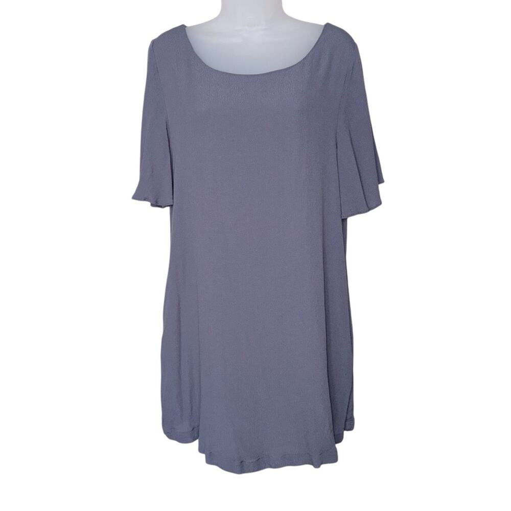 BY TOGETHER Women’s Charcoal Gray Short Sleeve Mini Shift Dress with Pockets